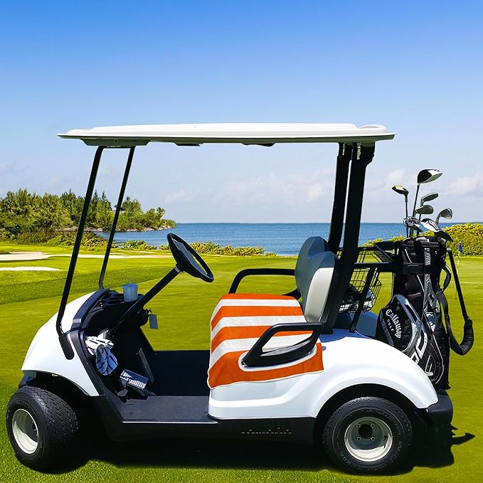 YOKYHOM Golf Cart Seat Covers, Orange Golf Cart Seat Towel Blanket Keeps Seat Comfortable and Clean, 100% Microfiber, 51''x 31'', for EZGO, Yamaha, Club Car and More 2-Seat Golf Carts