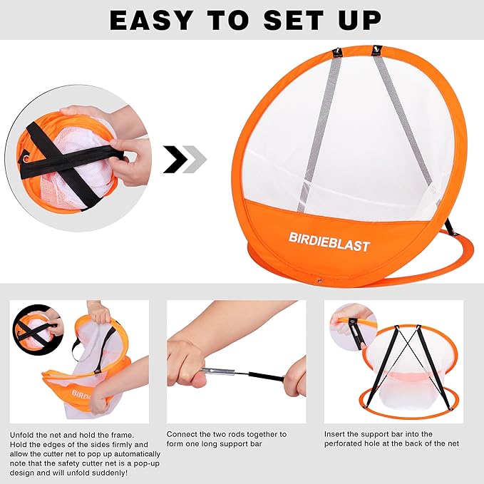 Professinoal Golf Chipping Net with Golf Hitting Mat,12 Practice Foam Balls and 2 Pixing Pins, for Indoor and Outdoor Target Chipping Training