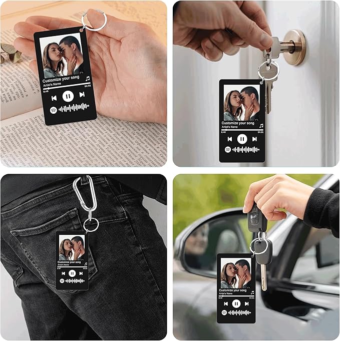 Custom Keychains with Picture Personalized Photo Logo Text Customized Key Chain for Boyfriend Dad Men Women Gifts