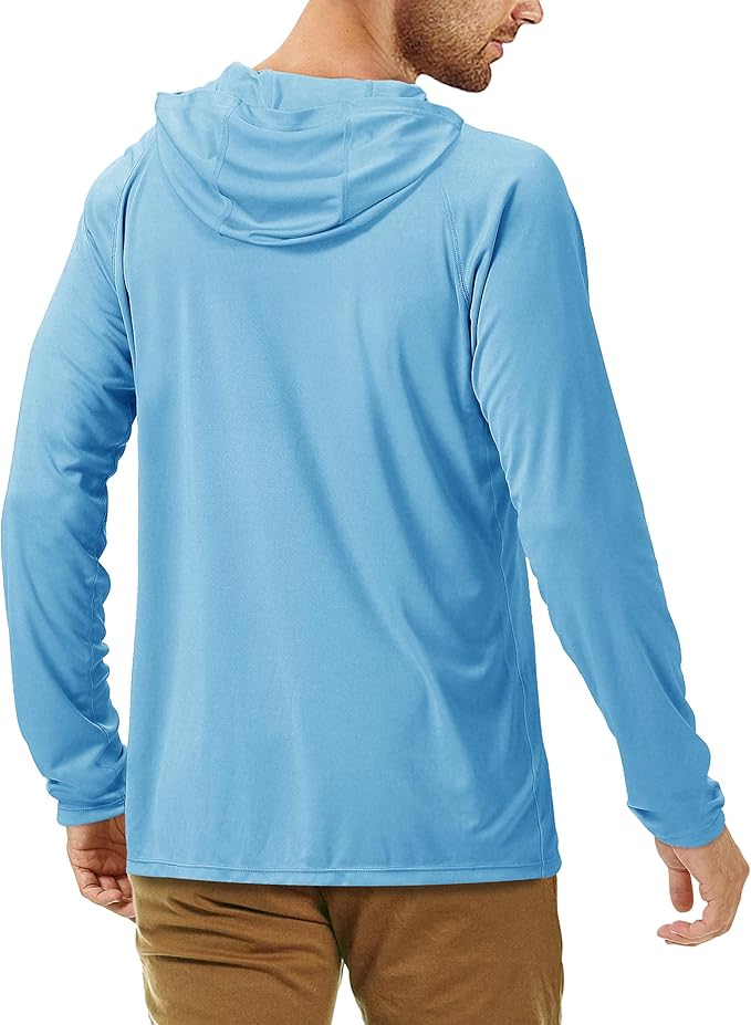 Roadbox UPF 50+ Fishing Shirts for Men, Long Sleeve UV Sun Protection Hoodie, Outdoor Hiking Running Swimming Rash Guard