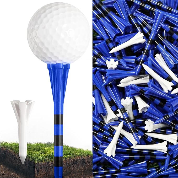 FINGER TEN Unbreakable Golf Tees Plastic 80 3 1/4" or 2 3/4" Driver Tees with 20 1 1/2" Iron Tees Assorted Pack, Low Resistance & Consistent Height Long Short Tees with Bright Colors