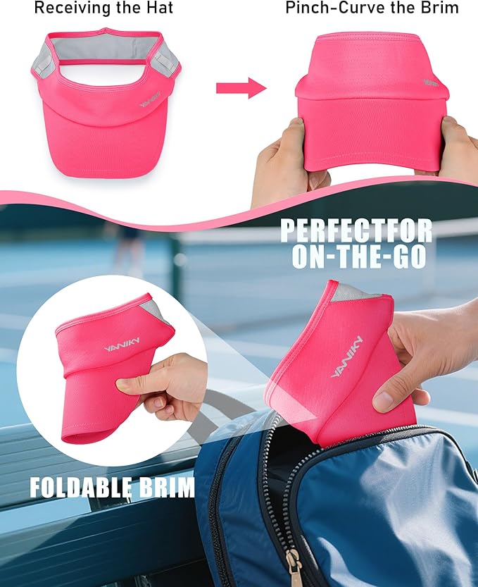 Sports Sun Visor Hats for Women Men Lightweight Breathable Cooling Stretchy Visors Foldable UPF 50+ for Running Tennis Golf