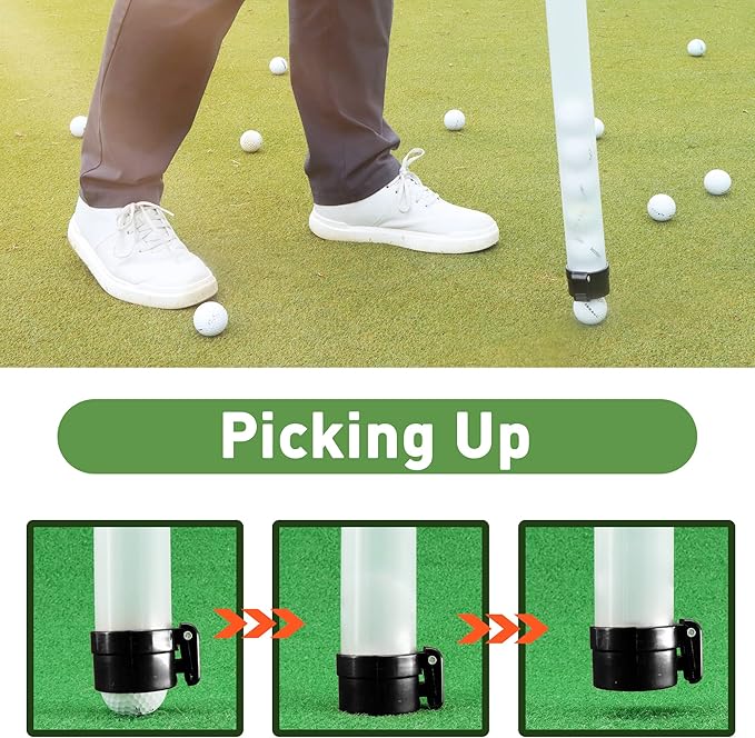 Golf Ball Retriever Professional Picker Golf Ball Shag Tube Plastic Release Retrievers Collector Practice Pick-up Sucker Tool, 35.4 Inch