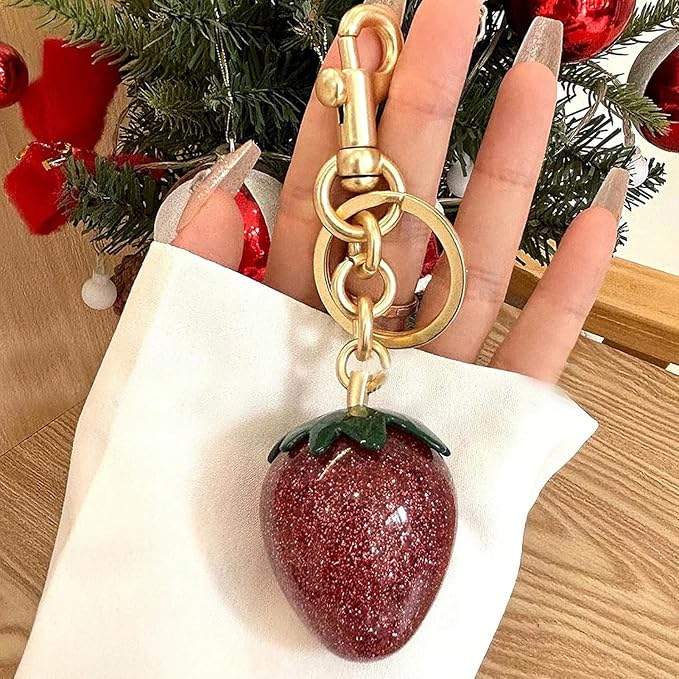 Fruit Bag Charm Purse Charms Keychain Strawberry Cherry Accessories Keychain For Women Birthday Valentine Day Gifts