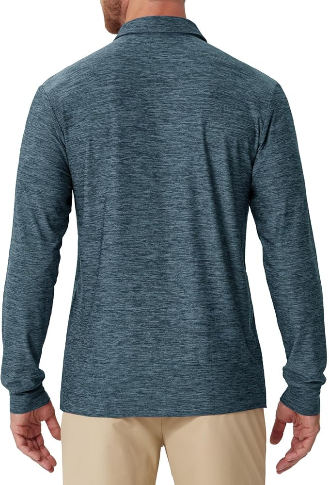 NAVISKIN Men's Polo Shirts Long Sleeve Golf Shirts with Collar UPF 50 SPF Shirt for Men Quick Dry Moisture Wicking