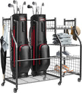 Ultrawall Golf Storage Organizer, Golf Bag Storage Stand for Garage, Golf Equipment Rack with Wheels Fits 2 Golf Bags and Golf Equipment Accessories