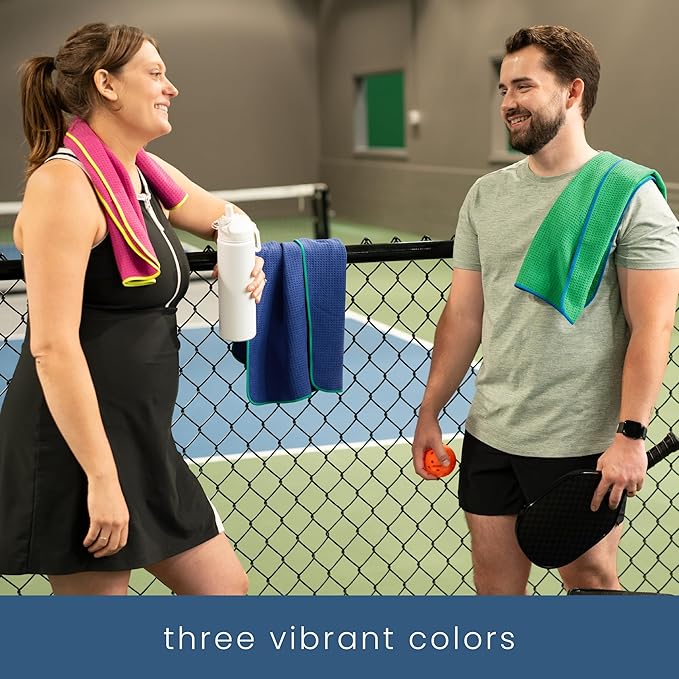 S&T INC. Pickleball Towels, Microfiber Gym Towels for Gym Bag, 16 Inch x 27 Inch, 3 Pack