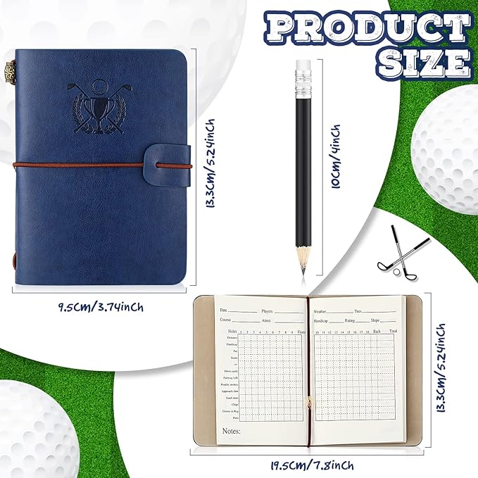 Yexiya Golf Scorecard Book with Pencil Leather Golf Journal Scorecard Holder Accessories Notebook Log Book Pocket Scorebook Gifts for Men Golfers, Sports and Outdoor Club Accessories