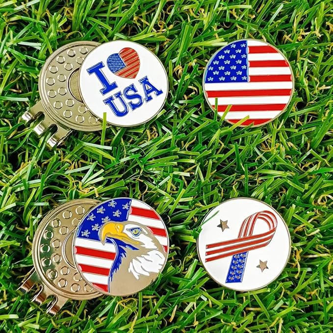 Golf Ball Markers with Hat Clips Value Sets for Men Women Golfer, Removable Attaches Easily to Golf Cap Premium Gifts