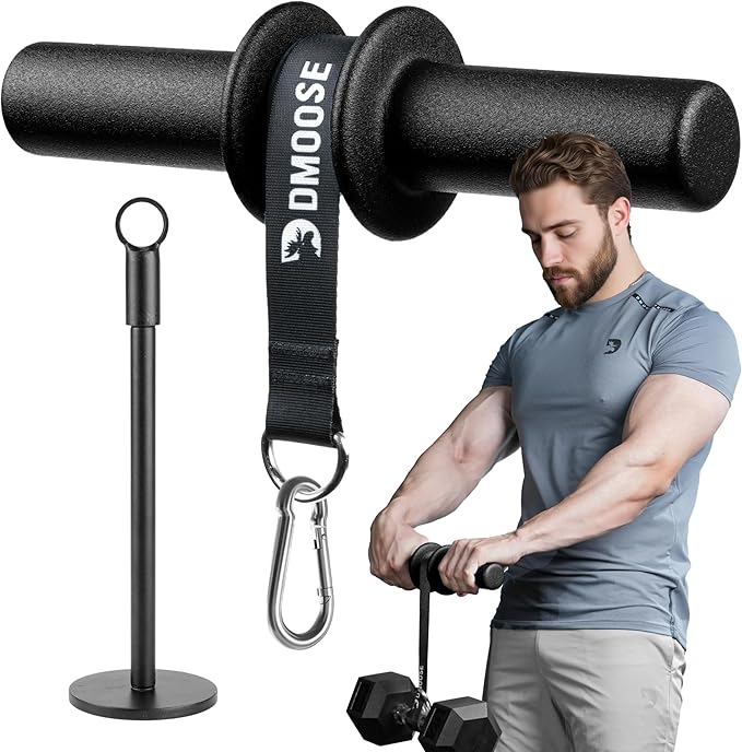 DMoose Fitness Forearm Strengthener & Wrist Roller - 2 in 1 Arm Exerciser with Non-Slip Premium Grip, Durable Nylon Rope - Helps with Elbow Tendonitis, Wrist Recovery & Strength Training (Patented)
