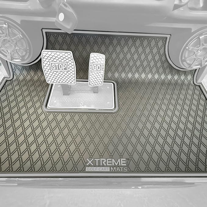 Xtreme MATS Rubber Double Diamond Golf Cart Floor Mat– Fits 2023+ Evolution Forester Models with Metal Pedals Only - Heavy-Duty Custom Fit All-Weather Floor Liner (Grey Trim)