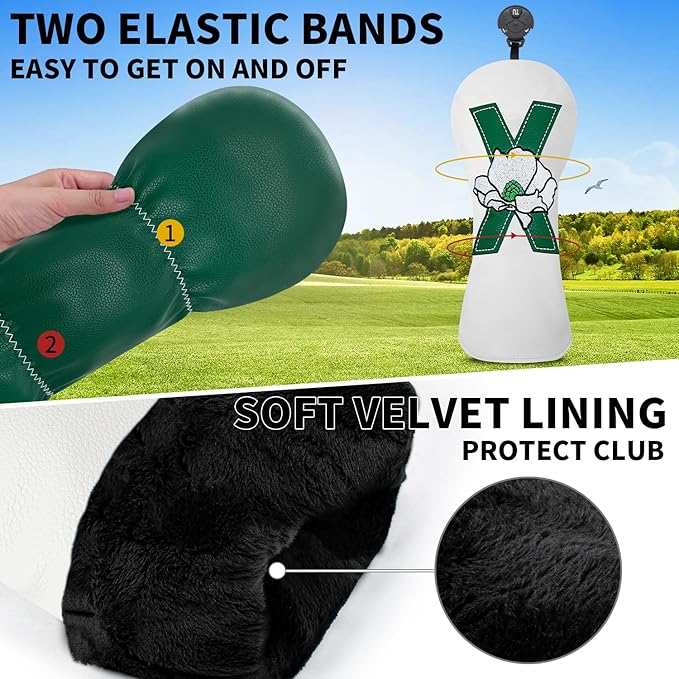 Premium Golf Club Head Cover - Fits Most Clubs, Heavy-Duty Construction, Protects Against Scratches and Damage, Specifically Designed for Hybrid and Fairway Woods.