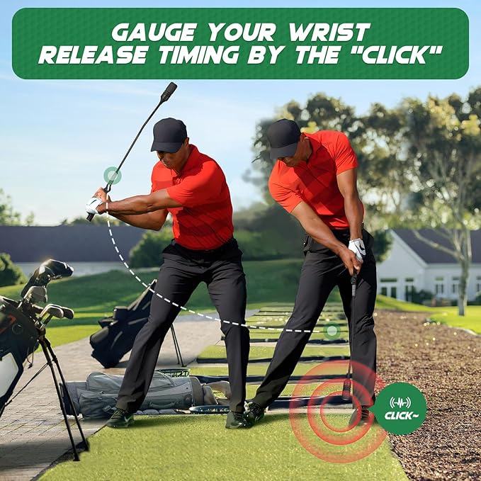 Golf Swing Trainer - Click Stick Golf Trainer for Golf Tempo Practice, Weighted Golf Training Aid Helps Enhance Strength, Improve Swing Rhythm & Maintain Balance