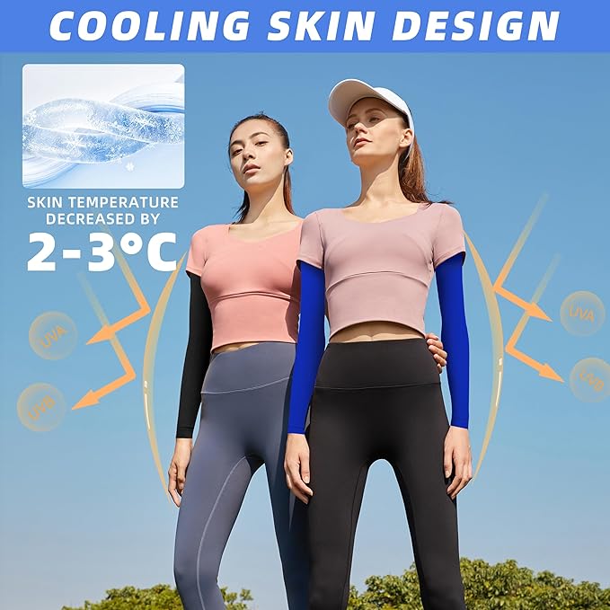 BHYTAKI UV Sun Protection Arm Sleeves, UPF 50 Sports Cooling Arm Compression Sleeves for Men Women Teenager