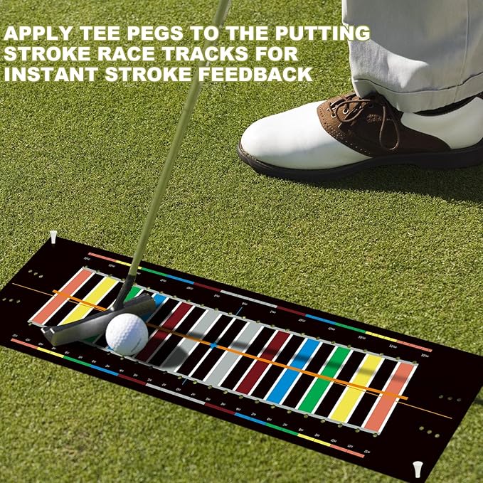 Golf Putting Mats Practice Indoor 30 x 8.27 Inch Golf Putting Practice Training Aid Alignment Track Green Mat Exercise Putter Training Supplies