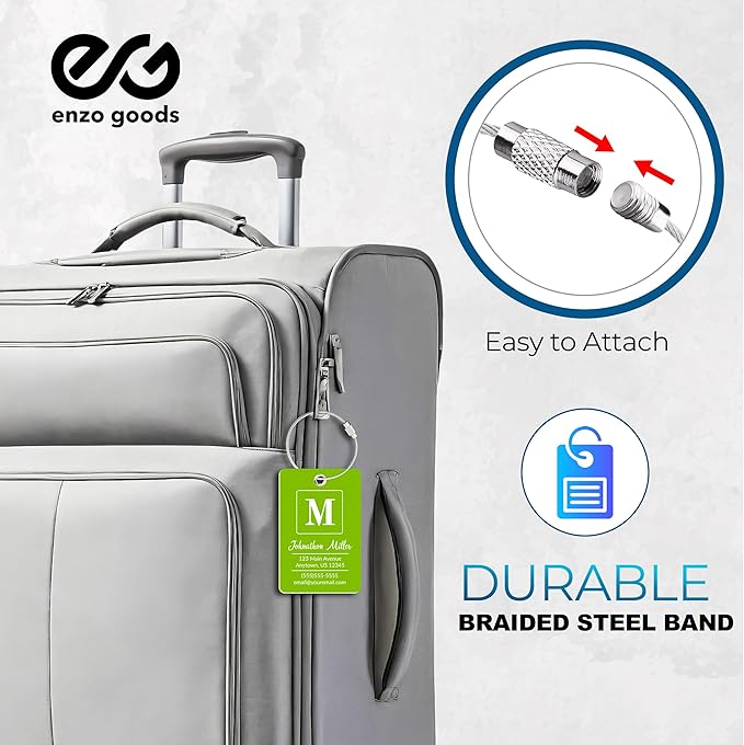 Personalized Luggage Tag | Custom Luggage Tags for Suitcases | Kids Backpack Tag | 10 Color Options & Choose Font, Font Color