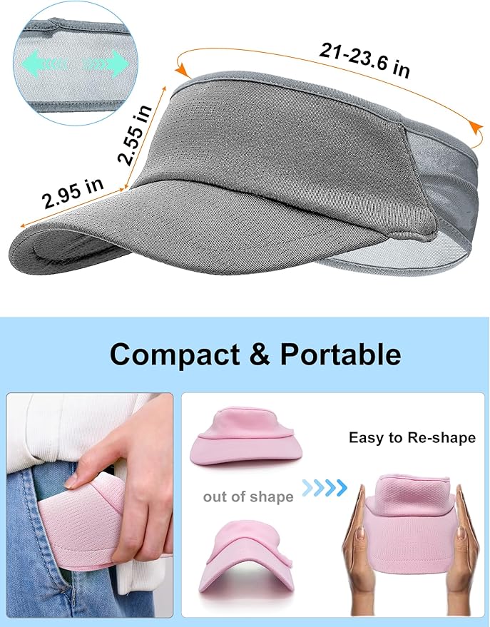 Sport Sun-Visor Hat Men Women Summer UV Protection, Lightweight Cooling Golf Running Tennis Sweat-Band Cap