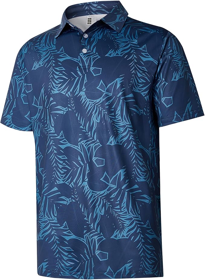 zeetoo Men's Polo Shirts Hawaiian Golf Polos Shirts Short Sleeve Performance Moisture Wicking Mens Golf Shirts