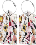 2 Pack Make Up Luggage Tags for Suitcases, Cool Leather Luggage Tag for Travel, Bag Tag Privacy Name ID Card Bag Labels for Friends Adults Kids Tourists
