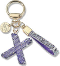 Pink Blue White Initial Letter Keychain Gift for Women Girls Bling Sparkly Cute Backpack Car Key Accessories Lanyard