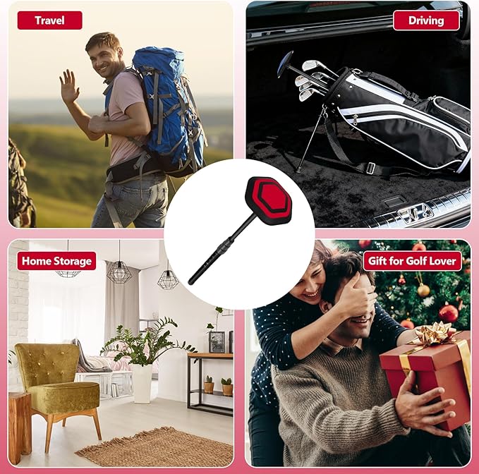 Golf Travel Bag Support Pole,Golf Clubs Protector Travel Bag Support Rod Anti-Impact Umbrella Cover Height Adjustable Golf Bag Accessories,Red