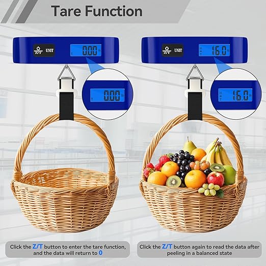 Luggage Scale, Dr.meter Luggage Weight Scale Backlight LCD Display PS02 110lb/50kg Electronic Balance Digital Postal Travel Accessories with Rubber Paint Handle Temperature Sensor, Blue