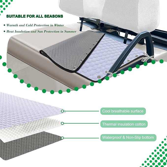 YOKYHOM Golf Cart Seat Covers, Universal Fit Golf Cart Seat Towel Blanket with Adjustable Tie Ropes & Non-Slip Bottom, Padded Design Fits Yamaha/EZGO/Club Car (39"x22", Light Purple)
