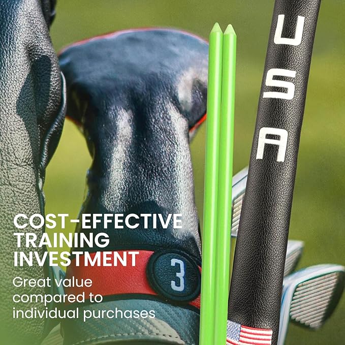 Golf Alignment Sticks 43 Inches Value 5-Pack with Premium Cover, Training Rods Essential Aiming Stick for Perfect Swing & Accurate Aiming & Effective Practice Guide