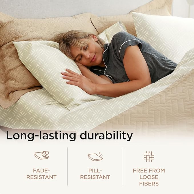 Threadmill Luxury 100% Cotton Full Bed-Sheets - 800 Thread Count Jacquard Celine Ivory,4 Pc Striped Best Sheets for Bed, Damask Sheets with Elasticized Deep Pocket