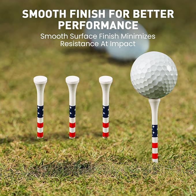 FINGER TEN Golf Tees Wood 3 1/4 2 3/4 Inch Value 50/120 Count, Durable Tees with Bright Colored Stripes for Consistent Height, 70mm 83mm Long Tees Ideal for Golfers
