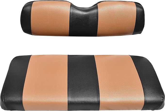 Seat Cover Replacement for Yamaha Drive or G-29 Golf Cart - Front Bench Seat - Premium Marine Vinyl - 5 Panel Stitching - Staple On Installation - Two-Tone Golf Cart Seat Covers (Black & Tan)