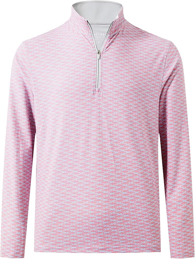 M MAELREG Quarter Zip Golf Pullover Men Dry Fit Long Sleeve Performance Wicking 1/4 Zip Full Print Pullover Mens Sweatshirt