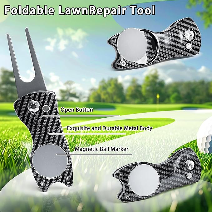 Golf Cleaning Kit Accessories,Golf Club Ball Cleaning Bag,Gift for Christmas,Club Ball Cleaning Bag,Club Brush with Water,Divot Repair Tool,Club Sharpener-Gifts for Men&Women