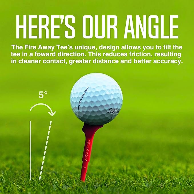 FIRE AWAY Premium Golf Tees, Reduced Ball Spin, Less Friction & Precision Height Markers for Perfect Trajectory, Made of Special Unbreakable Plastic Nylon Blend