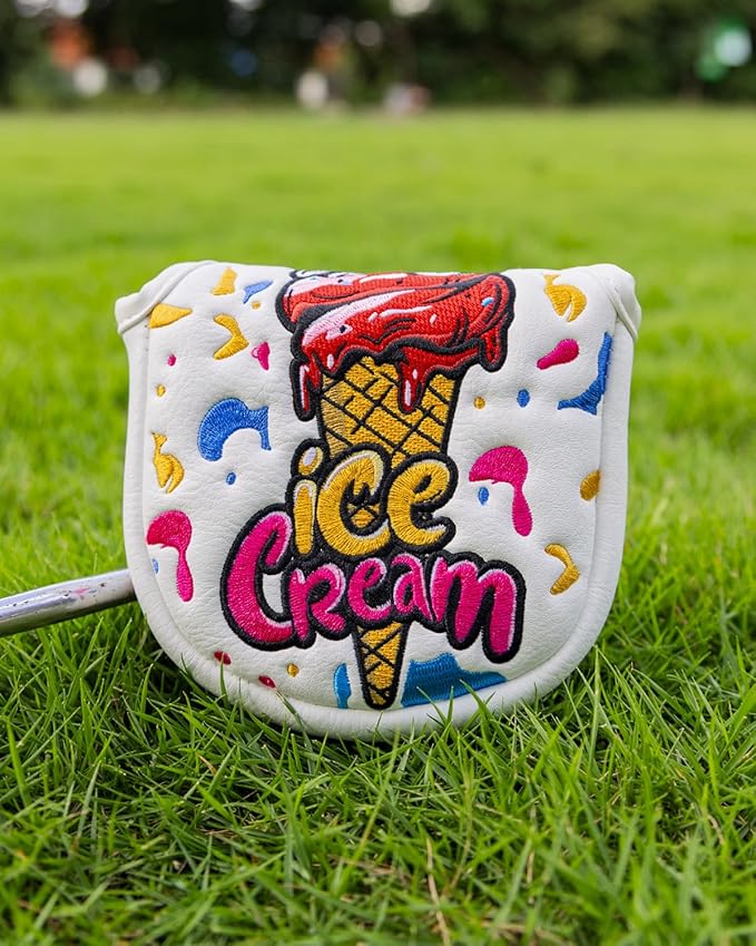 Golf Club Head Covers, Ice Cream Golf Headcovers for Drivers, Fairway Woods, Hybrids, Mallet Blade Putter Cover, Funny Golf Club Covers with Premium PU Leather and Advanced Embroidery for Most Brands