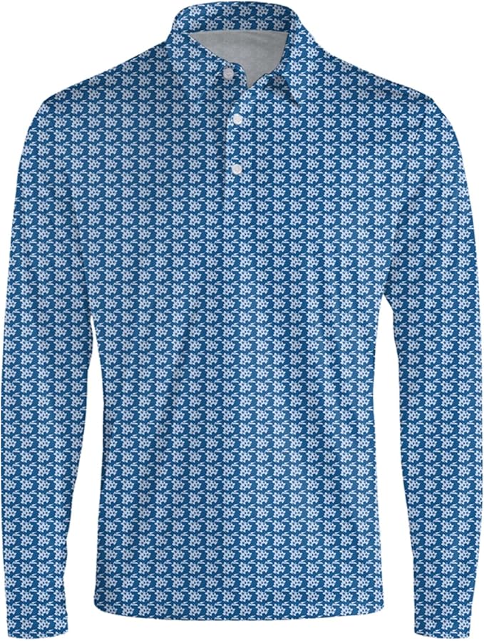 Men's Long Sleeve Golf Shirt Quick Dry 3 Button Work Fishing Outdoor Casual Collar Shirt