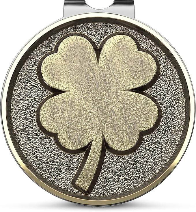 K9King Lucky 4 Leaf Clover Golf Ball Marker and Magnetic Golf Hat Clip | Putting Green Golf Accessories for Men and Women | Unique Shamrock Golf Balls Marker Gift | Ideal Gift Ideas