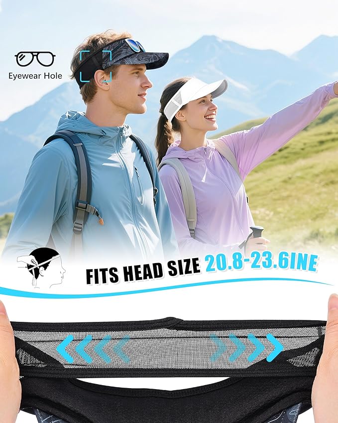 Sports Sun Visor Hats for Women Men Lightweight Breathable Cooling Stretchy Visors Foldable UPF 50+ for Running Tennis Golf