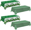 4 Pack Golf Party Tablecloths – Green Gingham Tablecloth and Golf-Themed Plastic Table Covers Disposable Tablecloths for Birthday Outdoor Party Decorations, 54 × 108 Inch