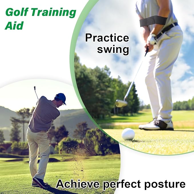 Golf Training Aid Band, Elastic Swing Golf Trainers Band for Arm Waist, Sports Practicing Equipment Tool for Men and Women- Black