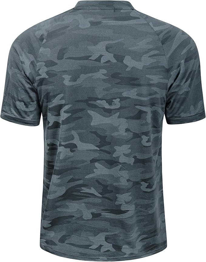 TAPULCO Mens Collarless Golf Shirts Short Sleeve Dry Fit Stretch Casual Breathable Lightweight Tshirts