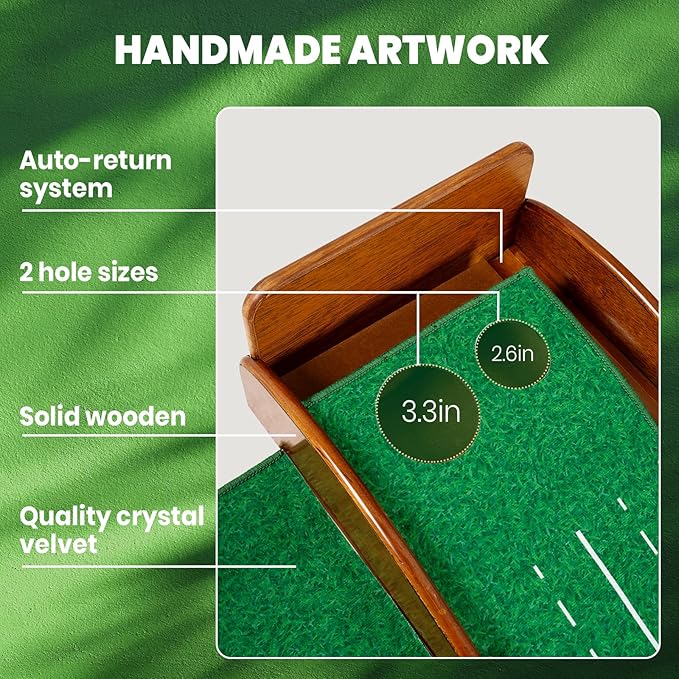 Golf Putting Green Indoor Outdoor Putting Matt with Automatic Ball Return Practice Mat for Home, Office, Backyard - Gifts for Men 118 * 18 in