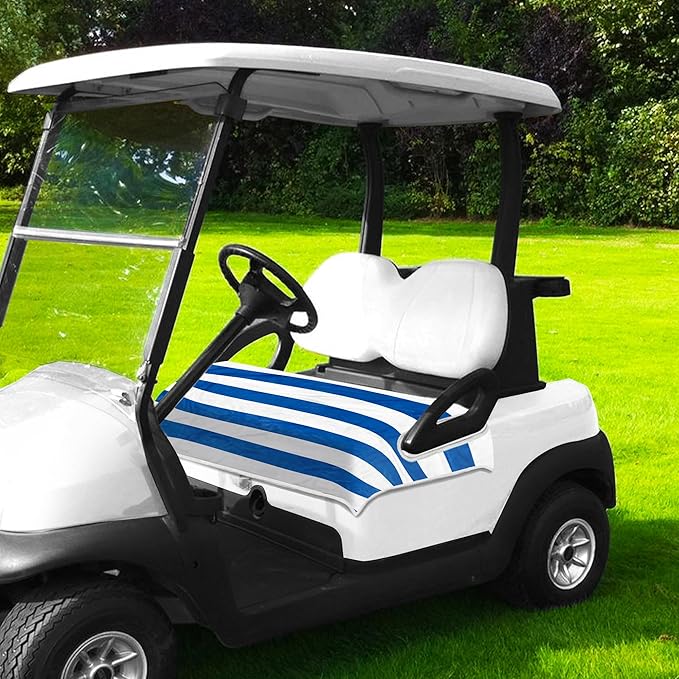 YOKYHOM Golf Cart Seat Covers, Stripes Blue Golf Cart Seat Towel Blanket Keeps Seat Comfortable and Clean, 100% Microfiber, 51''x 31'', for EZGO, Yamaha, Club Car and More 2-Seat Golf Carts