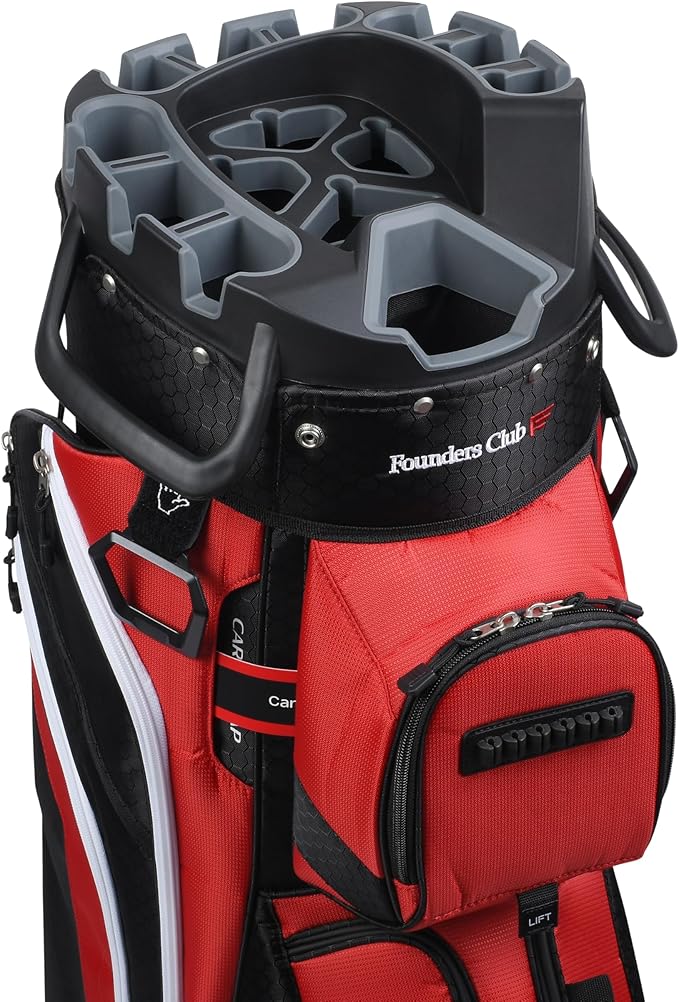 Founders Club 4th Generation Tour Series Club Lock Organizer Golf Cart Bag for Men with 14 Way Anti Rattle Divider Top- Free Snap On Rain Hood-Full Length Dividers
