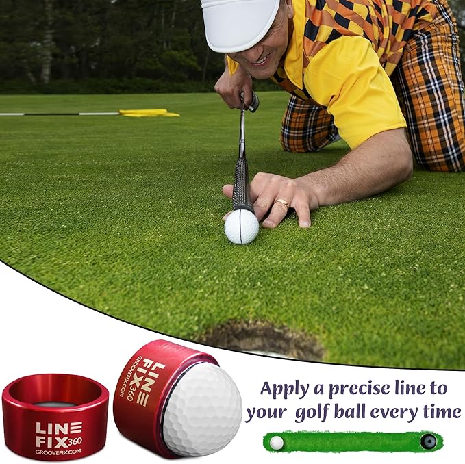 LineFix360 (RED) Golf Ball Alignment Marker – Precision 360° Line Tool for Enhanced Putting Accuracy