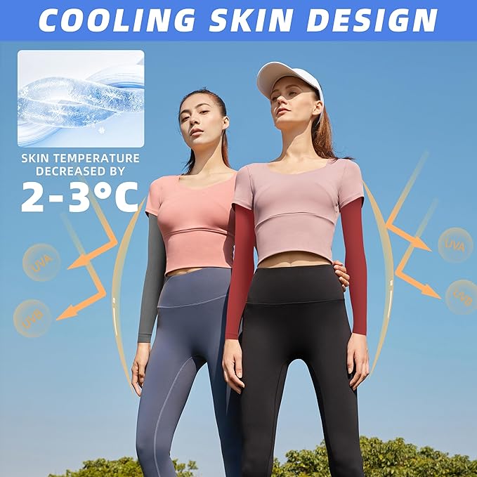 BHYTAKI UV Sun Protection Arm Sleeves, UPF 50 Sports Cooling Arm Compression Sleeves for Men Women Teenager