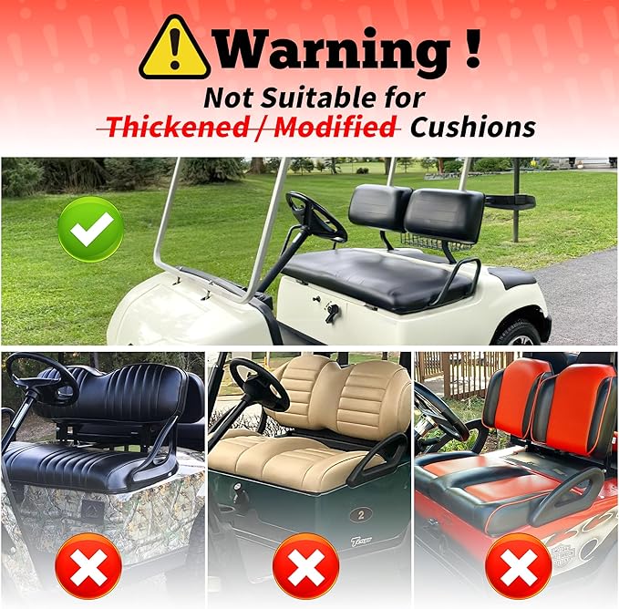 10L0L Golf Cart Front + Rear Seat Cover Set for EZGO TXT RXV 4 Passenger Models Bench Seat Covers Kit Breathable Washable Polyester Mesh Cloth (S+XS) (Black/Blue)