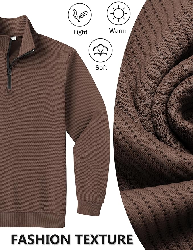 COOFANDY Mens Quarter Zip Pullover Sweatshirts Lightweight Long Sleeve Mock Neck Sweater Polo
