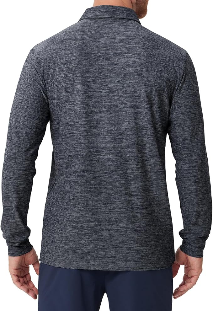 NAVISKIN Men's Polo Shirts Long Sleeve Golf Shirts with Collar UPF 50 SPF Shirt for Men Quick Dry Moisture Wicking