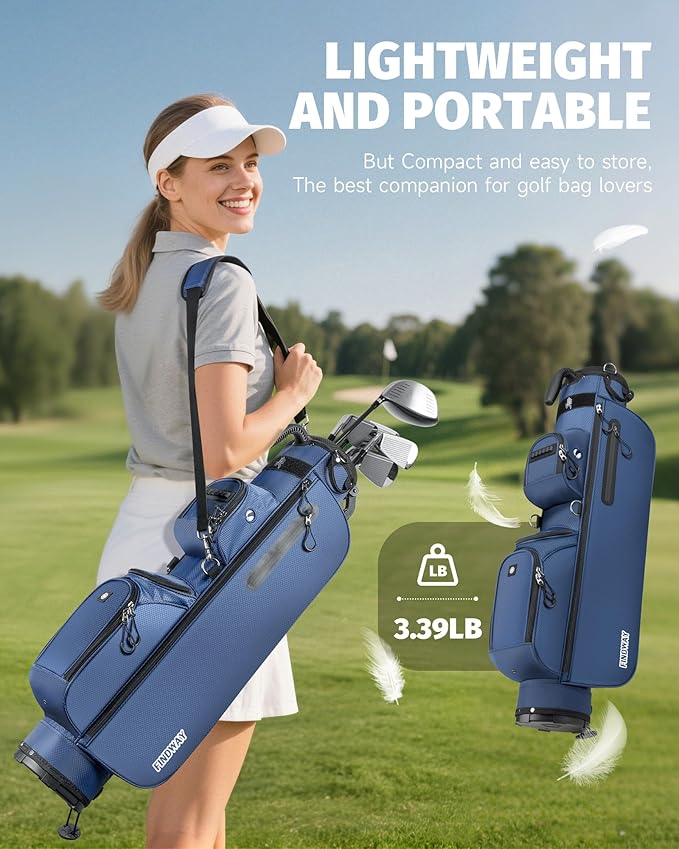 Findway Small Golf Bag Lightweight Pitch and Putt Golf Bag with Stand, Adjustable Dual Straps, Golf Stand Bag for Extra Storage in a Smaller Size, Golf Gifts for Men and Women